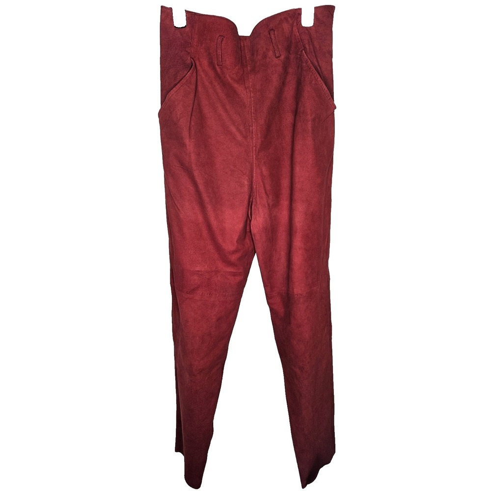 Vintage Red Leather Pants High Rise Tapered Oxblood‎ 34x33 Lined Edgy 90's